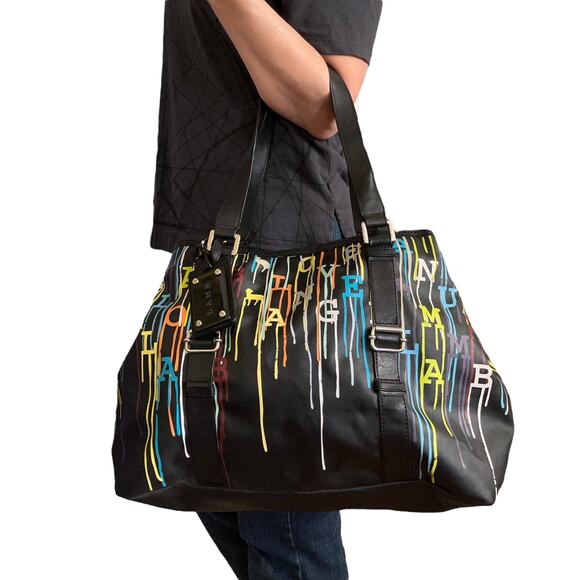 L.A.M.B. Williamsfield Jackson Signature Graffiti Paint Drip Tote - Y2K LAMB Bag - Picture 2 of 10